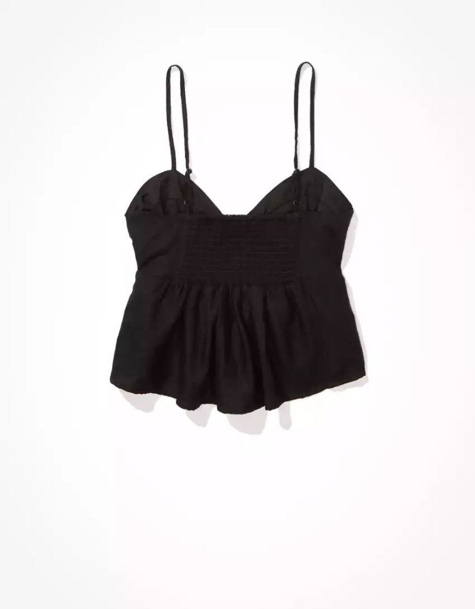 Chemises American Eagle AE Babydoll Cami Noir Femme | QZN-15859036